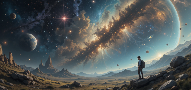 Imagem surreal do espaço sideral e o cosmos.