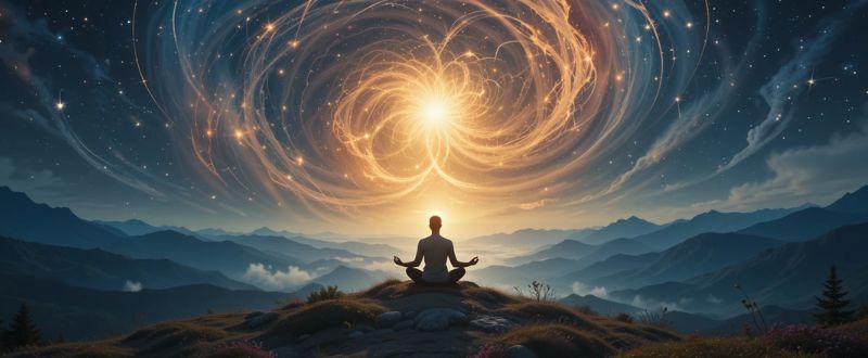 Início da jornada: o buscador conecta-se ao universo por meio da meditação.