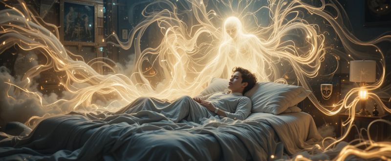 Contato noturno com ser dimensional em ambiente congelado no tempo.