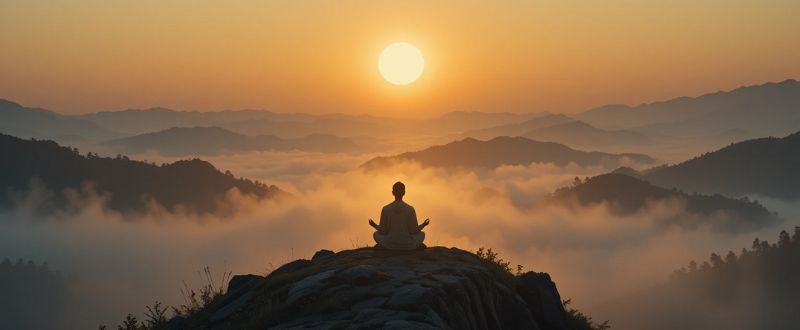 7 Princípios das Filosofias Espiritualistas. Despertar espiritual ao nascer do sol representando os Princípios das Filosofias Espiritualistas.