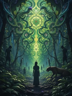 Visões espirituais durante a experiência com Ayahuasca.