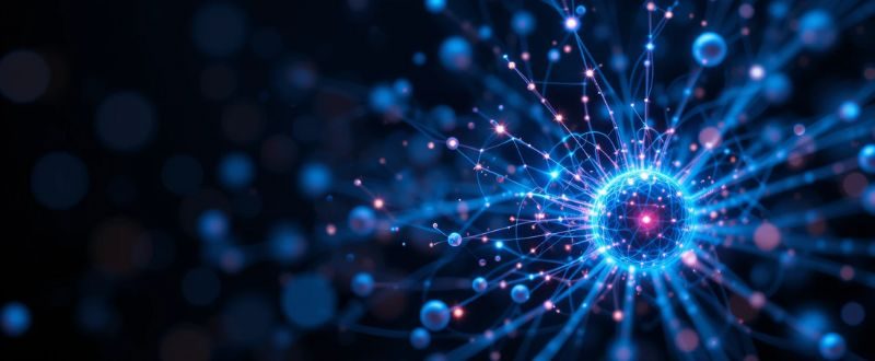 Partículas conectadas por linhas de luz, simbolizando o panpsiquismo dentro das teorias sobre Consciência Universal.