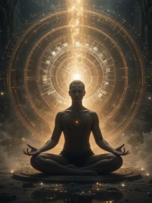 Meditação identificando bloqueios energéticos no corpo.