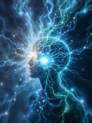 Visualização de energias sendo liberadas do coração e da mente durante a Ayahuasca, simbolizando os Benefícios da Ayahuasca para Cura Interior.