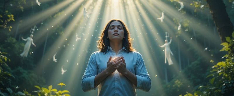 Pessoa em contato com a natureza após experiência com Ayahuasca.