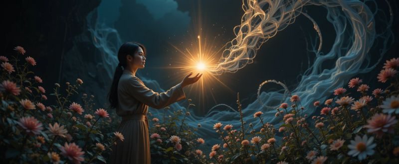 Pessoa oferecendo luz e bondade, gerando bom karma.