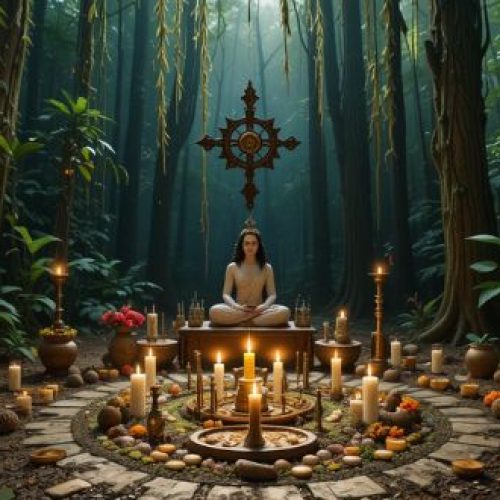 Preparação para o ritual de Ayahuasca em ambiente sagrado.
