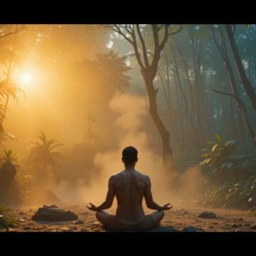 “Amanhecer espiritual em cerimônia de Ayahuasca, simbolizando os Sintomas Comuns Após Ayahuasca.”