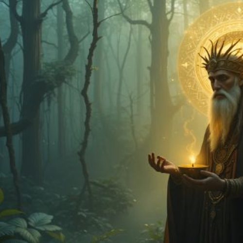 Ritual de Ayahuasca em floresta sagrada, mostrando o poder espiritual da medicina.