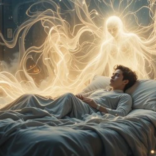 Contato noturno com ser dimensional em ambiente congelado no tempo.