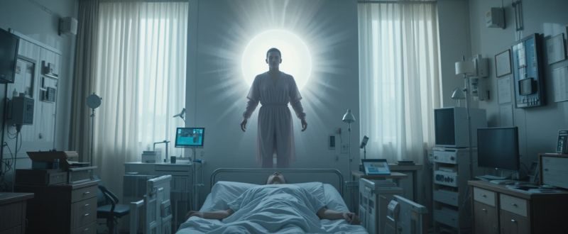 Uma visão comum nas EQMs: consciência fora do corpo, em meio à luz e paz.