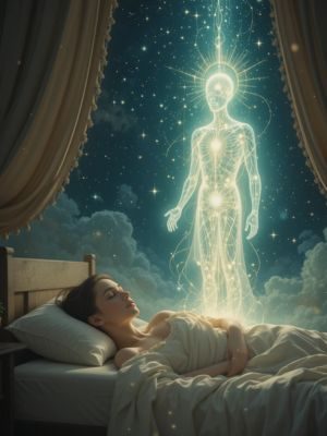 Ser de luz aparecendo em sonho próximo a pessoa dormindo.